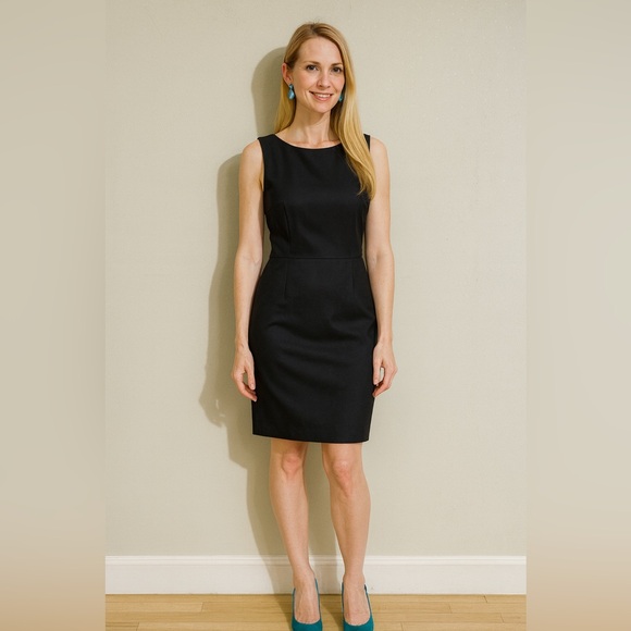 AB Studios Black Sleeveless Sheath Dress Size 10 Work Wedding Cocktail - Picture 1 of 3